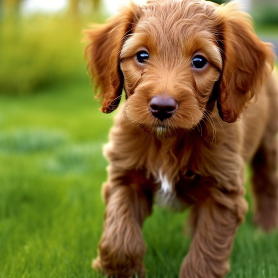 curious Mini Irish Doodle puppy